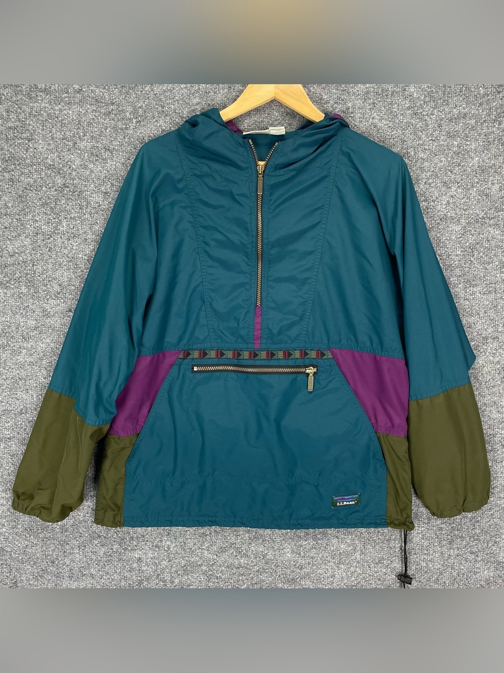 Vintage L.L. Bean Jacket Womens M Mountain Anorak Aztec Embroidered Made In USA